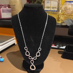 Silver Open Teardrop Link Necklace - Women Jewelry